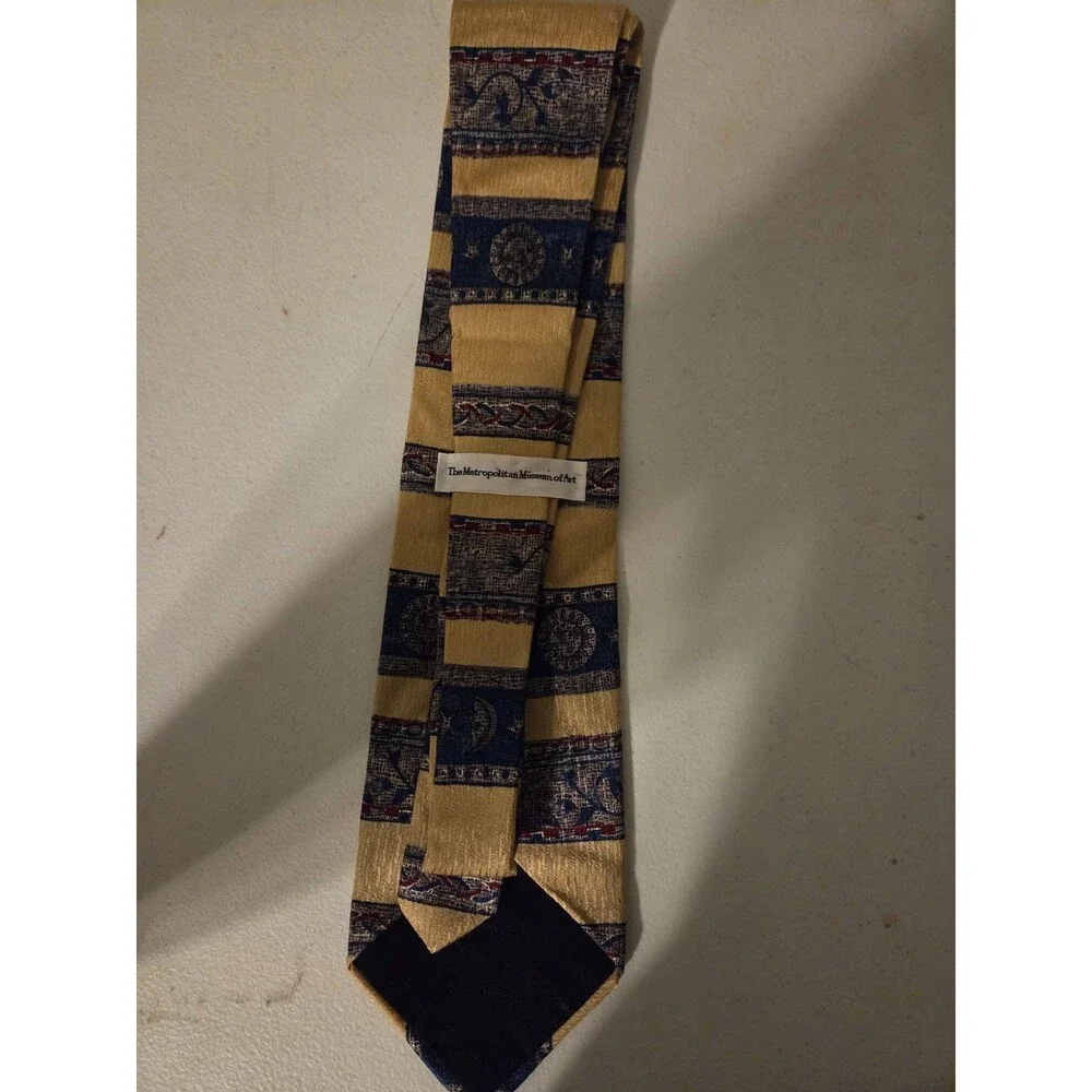 Vintage Metropolitan Museum of Art MMA 100% Silk Tie Celestial Sun Moon Gold...